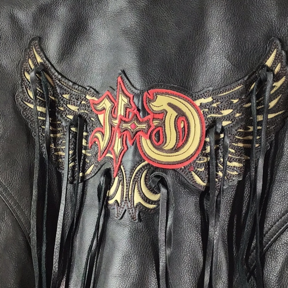 Vintage Harley Davidson Magic Dip dyed fringe Black Leather Jacket XL NWOT - Picture 3 of 15